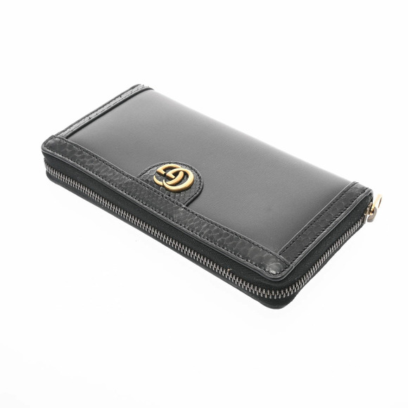 GUCCI Ophidia Limited Zip Around Wallet Black Python Leather Long